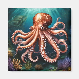 Octopus Porträtt oceanen Magnet