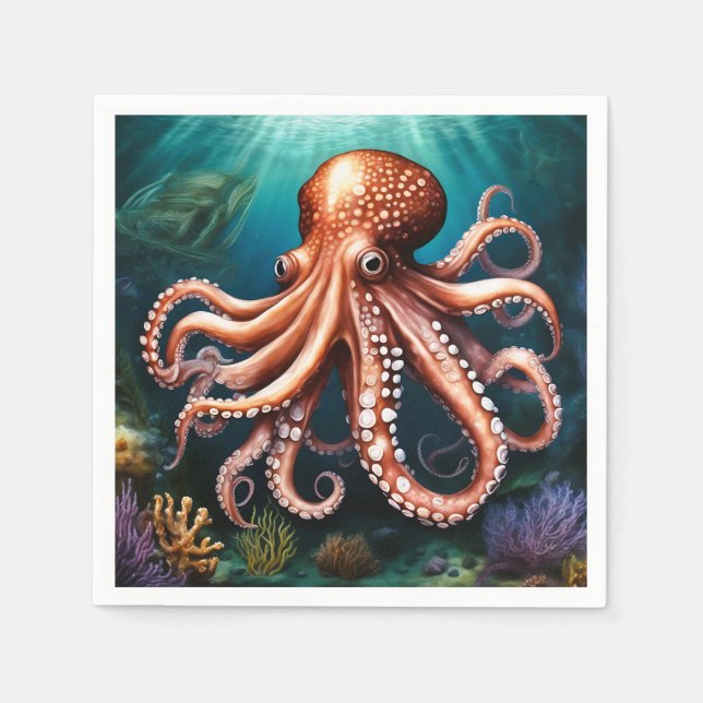 Octopus Porträtt oceanen Pappersservett (Framsidan)