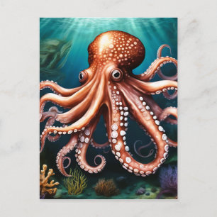 Octopus Porträtt oceanen Vykort