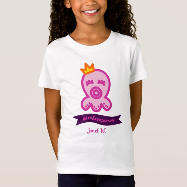 Octopus Princess Birthday Celebration Personalize T Shirt (Framsida)