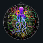 Octopus Psychedelic Luminescence Darttavla<br><div class="desc">Psykedelisk och Luminescent Octopus Fantasy Art. Fantastisk Oceanic Monster skapat ursprungligen på Vector Graphic Art Technique. Copyright BluedarkArt.</div>