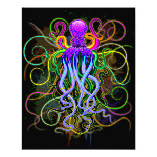 Octopus Psychedelic Luminescence Fototryck