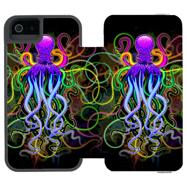 Octopus Psychedelic Luminescence Incipio iPhone Wallet Skal (Folio Öppen)