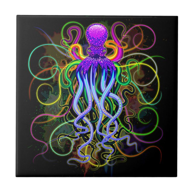 Octopus Psychedelic Luminescence Kakelplatta (Framsidan)