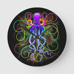 Octopus Psychedelic Luminescence Rund Klocka