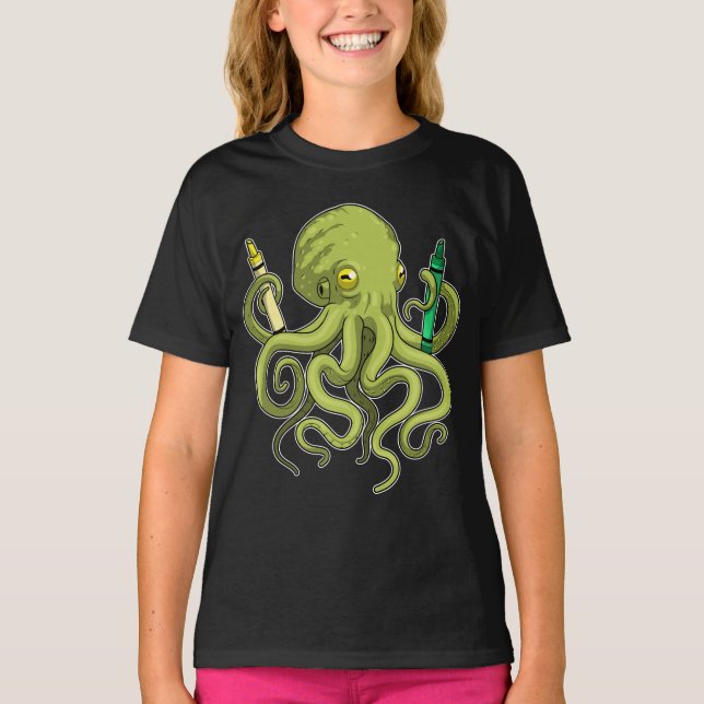 Octopus Pupil Kritor School T Shirt (Framsida)
