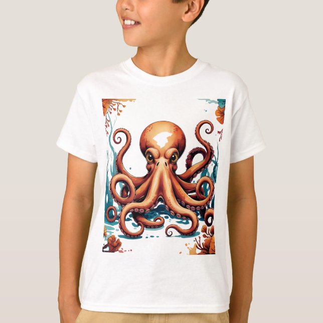Octopus - Quirky Strong Sea Creature T Shirt (Framsida)