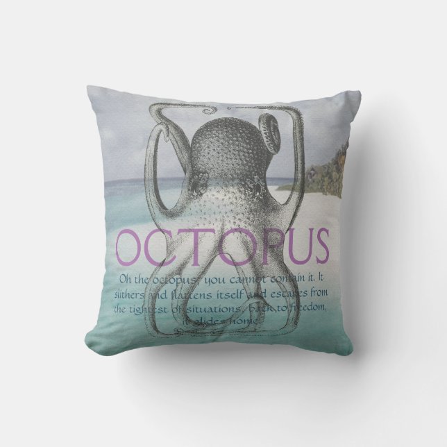 Octopus Quote Dekorativ kudde (Framsida)