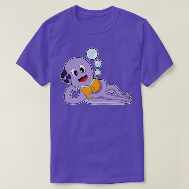 Octopus Reading Bok T Shirt (Design framsida)