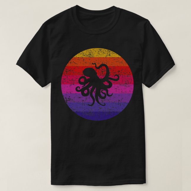 Octopus Retro 1 T Shirt (Design framsida)