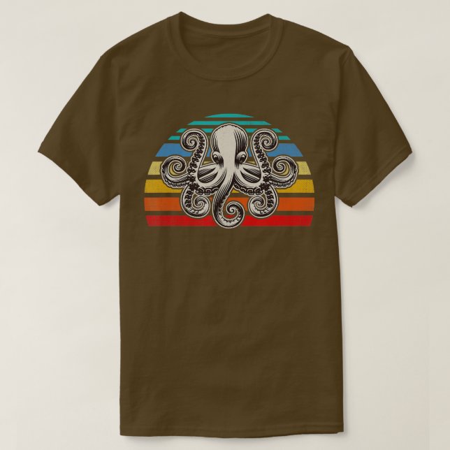 Octopus Retro Stil T Shirt (Design framsida)