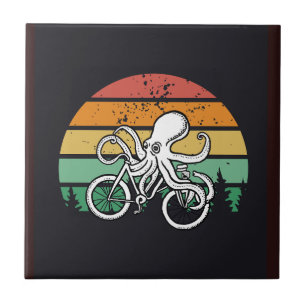 Octopus Riding a Bike Kakelplatta