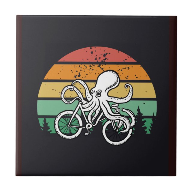Octopus Riding a Bike Kakelplatta (Framsidan)