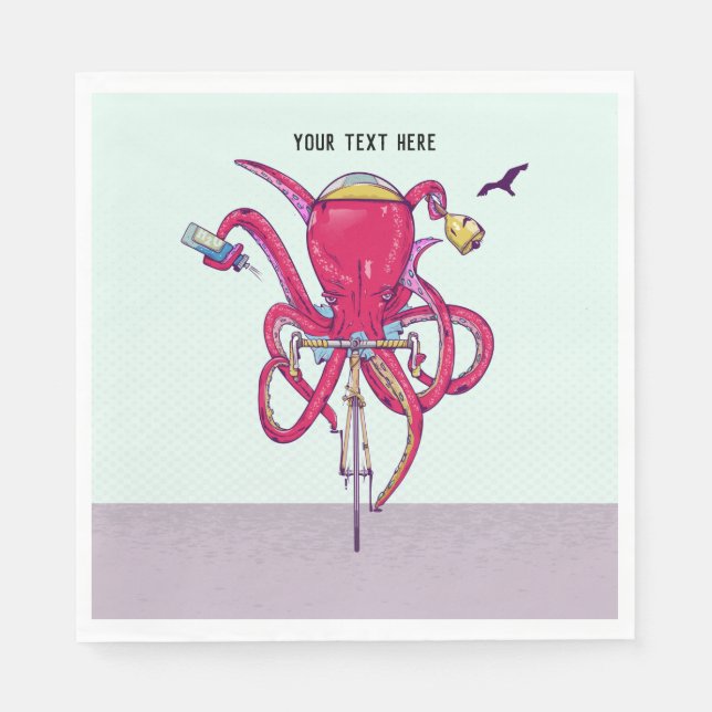Octopus Riding a cycle Pappersservett (Framsidan)
