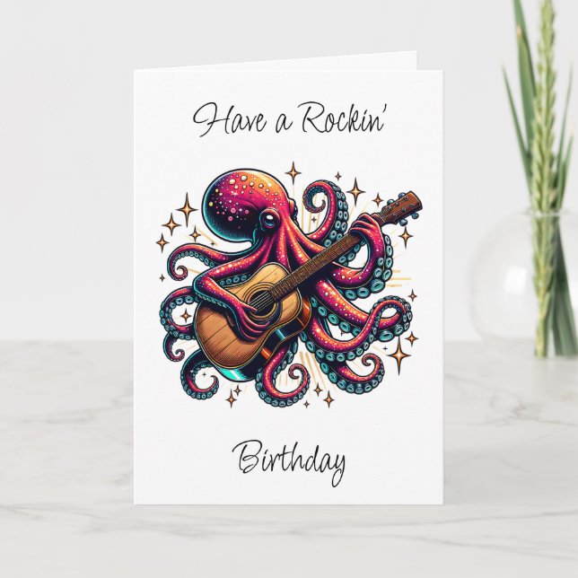 Octopus Rockin är ute på din morbror. Kort (Framsida)
