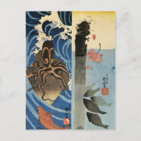 Octopus, röd fisk av Utagawa Kuniyoshi