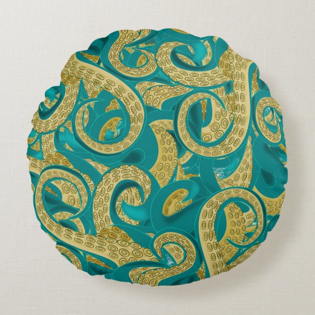 Octopus Round Pillow Rund Kudde (Framsidan)