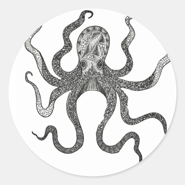 Octopus Runt Klistermärke (Framsida)