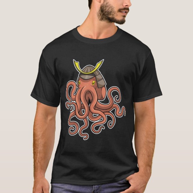 Octopus Samurai Martial Arts T Shirt (Framsida)