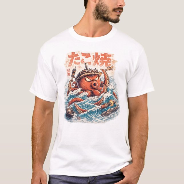 Octopus Samurai Raseri – Japanskt Inspirerad Ocean T Shirt (Framsida)
