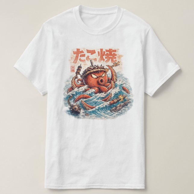 Octopus Samurai Raseri – Japanskt Inspirerad Ocean T Shirt (Design framsida)
