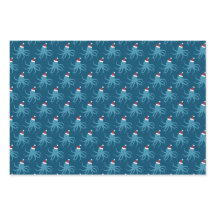 Octopus Santa Hat Blue Helgdag Animal God jul