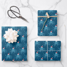 Octopus Santa Hat Blue Helgdag Animal God jul