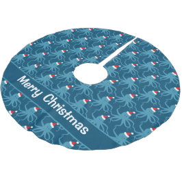 Octopus Santa Hat Blue jul Julgransmatta Borstad Polyester