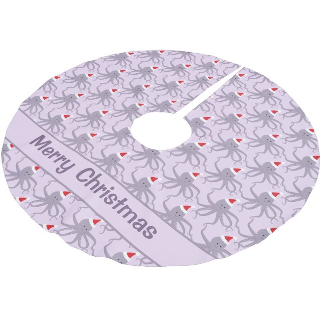 Octopus Santa Hat Lila jul Julgransmatta Borstad Polyester (Vinklad)