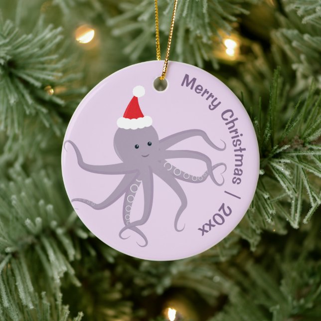 Octopus Santa Lila God jul Julgransprydnad Keramik (Träd)