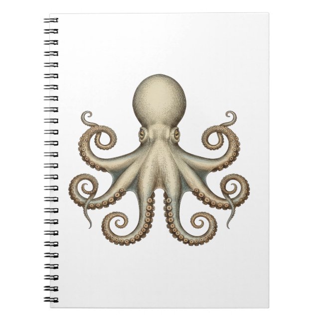 Octopus scientific diagram unique artwork retro  anteckningsbok (Framsidan)