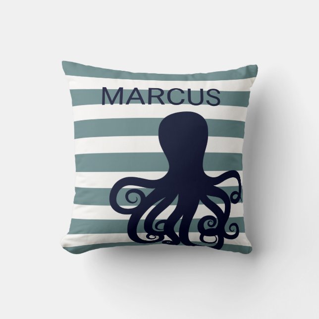 Octopus Sea Animal Nautical Ocean Nursery Decor Kudde (Framsida)