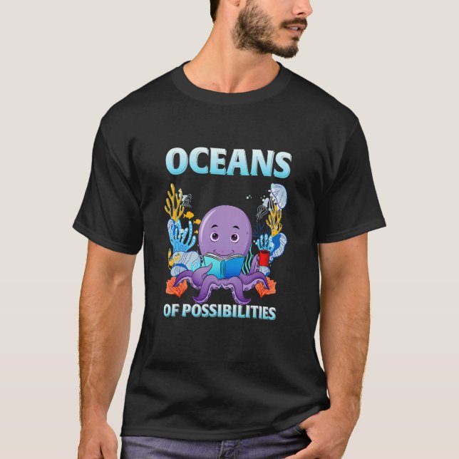 Octopus Sea Animal Sommarläsning Oceaner av korsni T Shirt (Framsida)