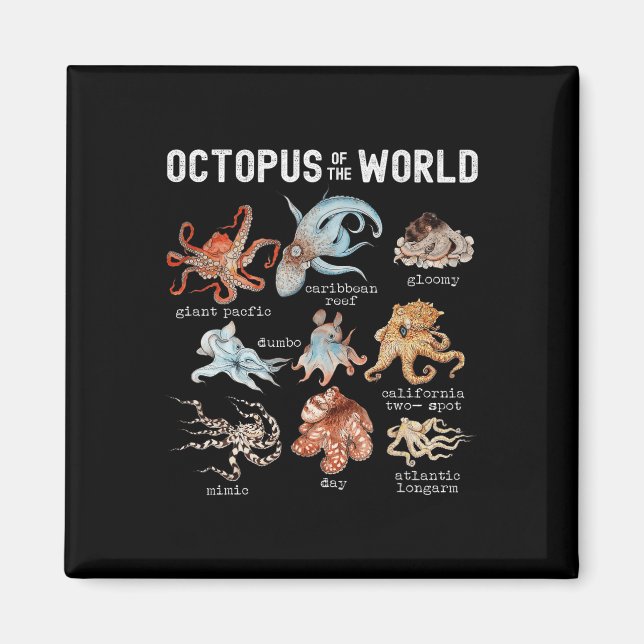 Octopus Sea Animals från Octopus Älskare Magnet (Framsidan)
