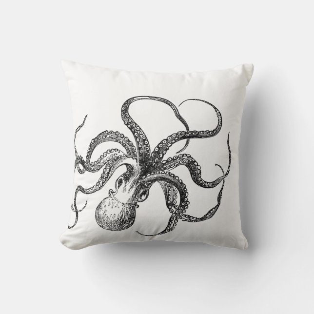 Octopus & Sea Horse | Dekorfyllning Kudde (Framsida)