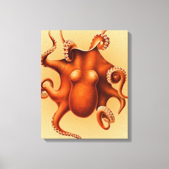 Octopus Sea Monster Creature Cephalapod Vintage Canvastryck (Framsida)