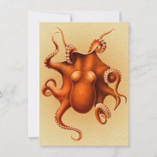 Octopus Sea Monster Creature Cephalapod Vintage Inbjudningar