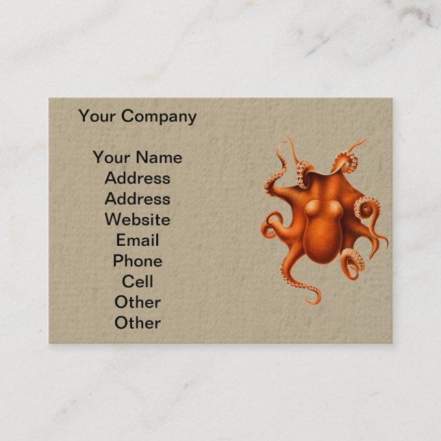 Octopus Sea Monster Creature Cephalapod Vintage Visitkort (Framsida)