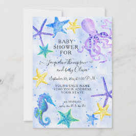 Octopus Seahorse Starfish Beach Blue Baby Shower