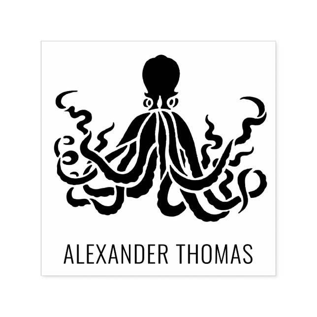 Octopus Silhouette Sea Life Namn Självfärgande Stämpel (Design)