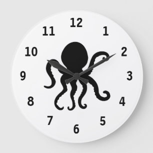 Octopus Silhouette Stor Klocka