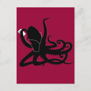 Octopus Sillouette MP3 Adverisement Spoof Vykort