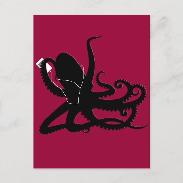 Octopus Sillouette MP3 Adverisement Spoof Vykort (Framsida)