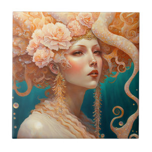 Octopus Sjöjungfru Fantasy Art Kakelplatta