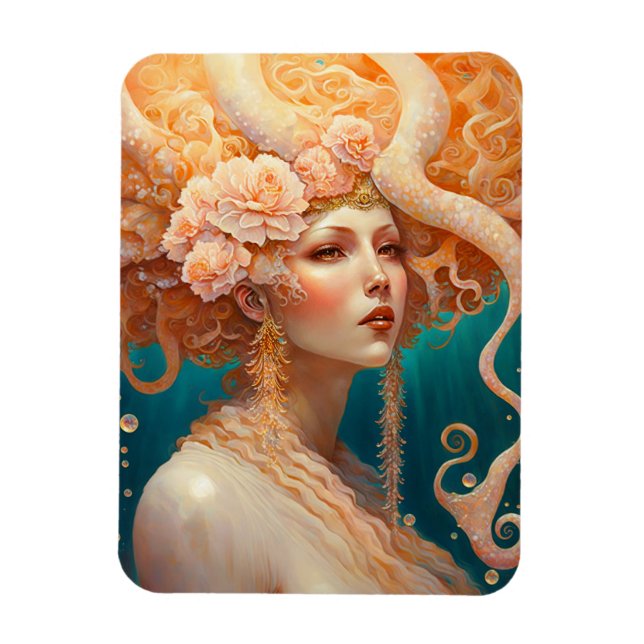 Octopus Sjöjungfru Fantasy Art Magnet (Vertikal)