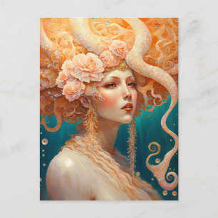 Octopus Sjöjungfru Fantasy Art-vykort Vykort