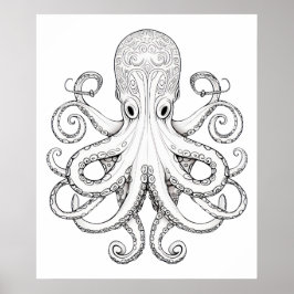 Octopus sketch doodle art. poster