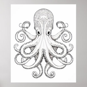 Octopus sketch doodle art. poster