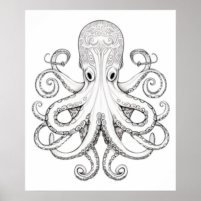 Octopus sketch doodle art. poster (Framsidan)