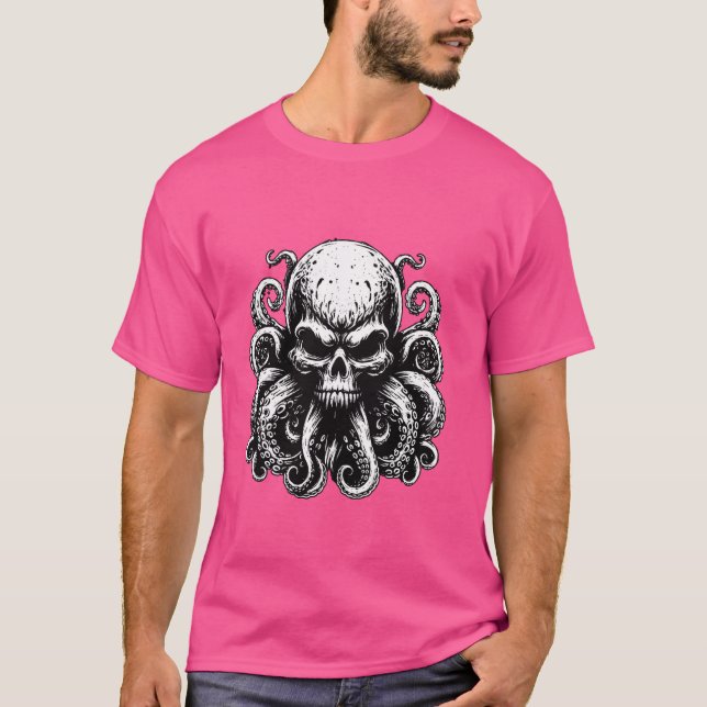 Octopus Skull Monster Kraken Cthulhu Skull för man T Shirt (Framsida)